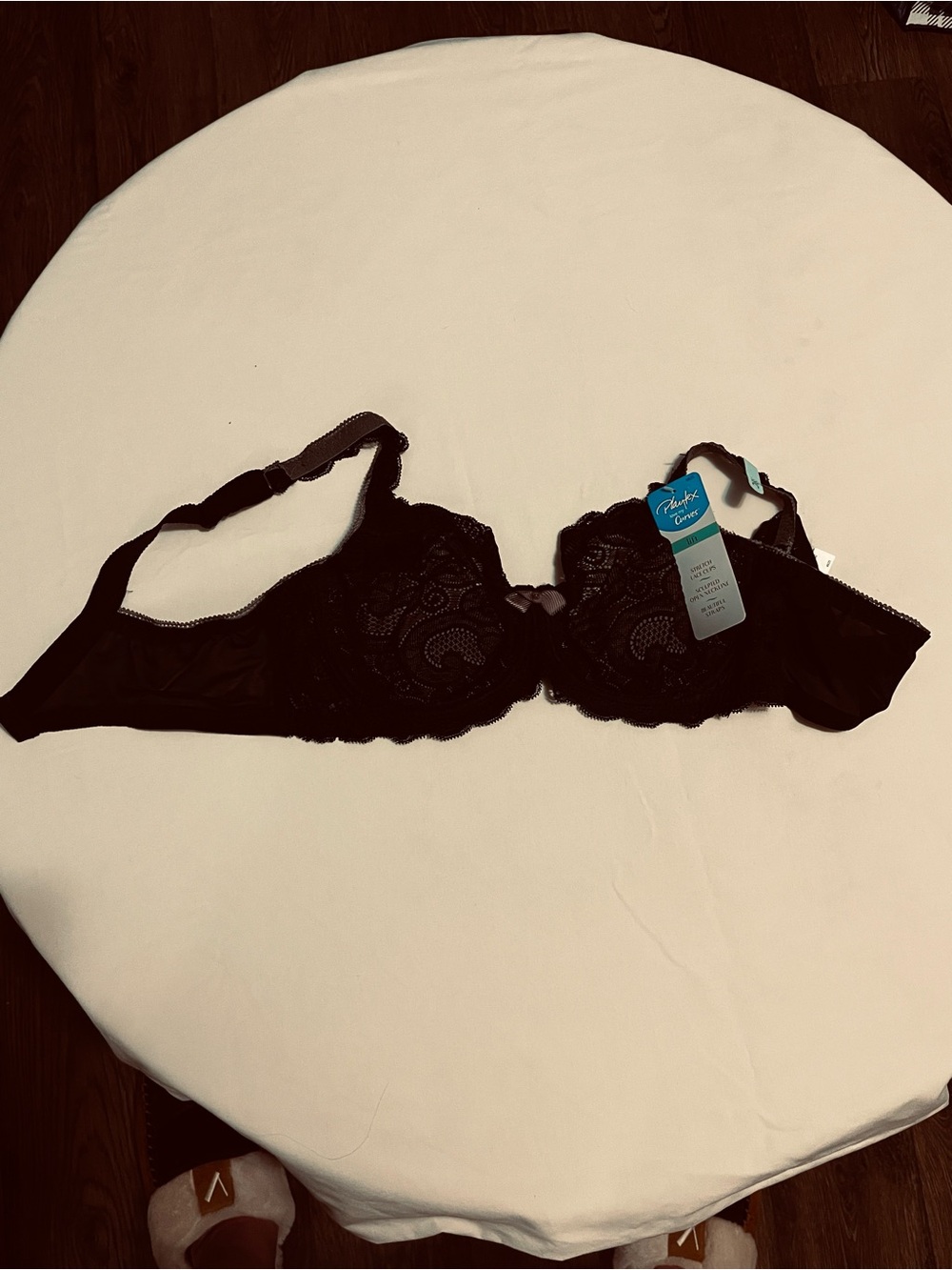 NWT Playtex Love My Curves Lift Black Lace Bra 38C Stretch Lace Underwire